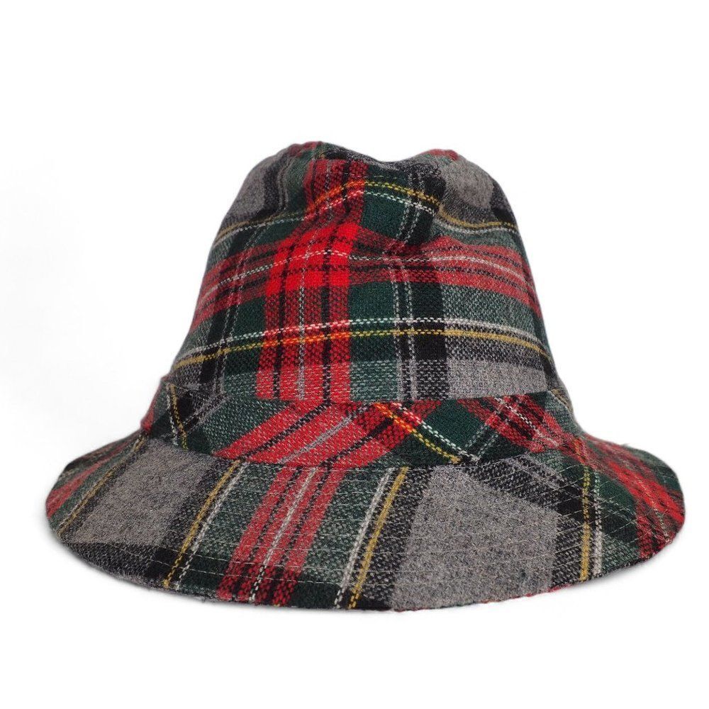 Harvard Vintage 70s Plaid Wool Fedora Made in USA Unisex Medium (7)